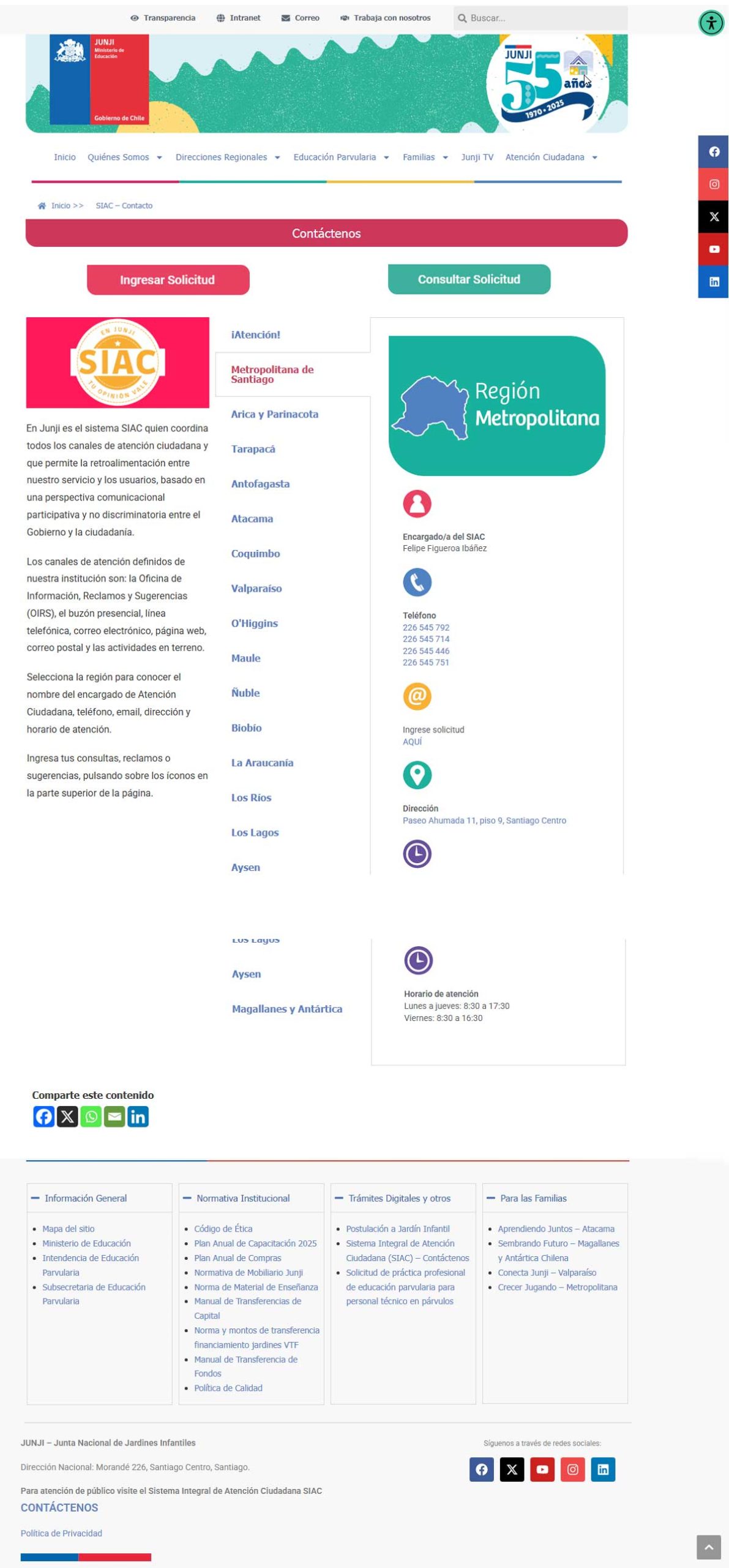 sitio web junji pagina contacto