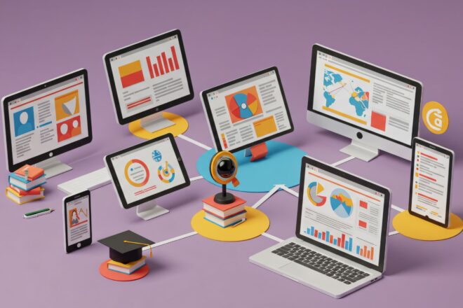 Imagen que representa un ecosistema digital con varios dispositivos.