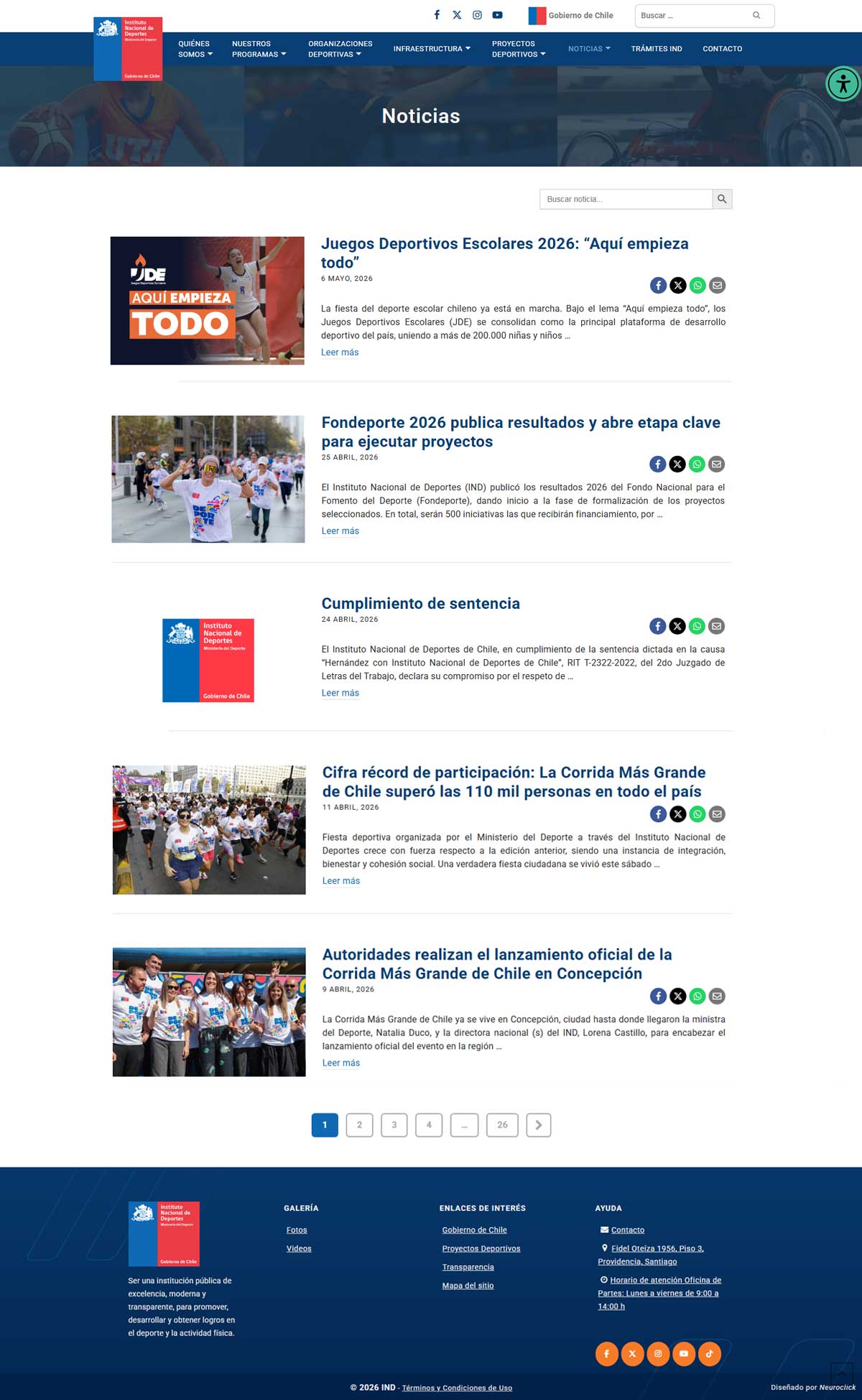 pagina de noticias ind