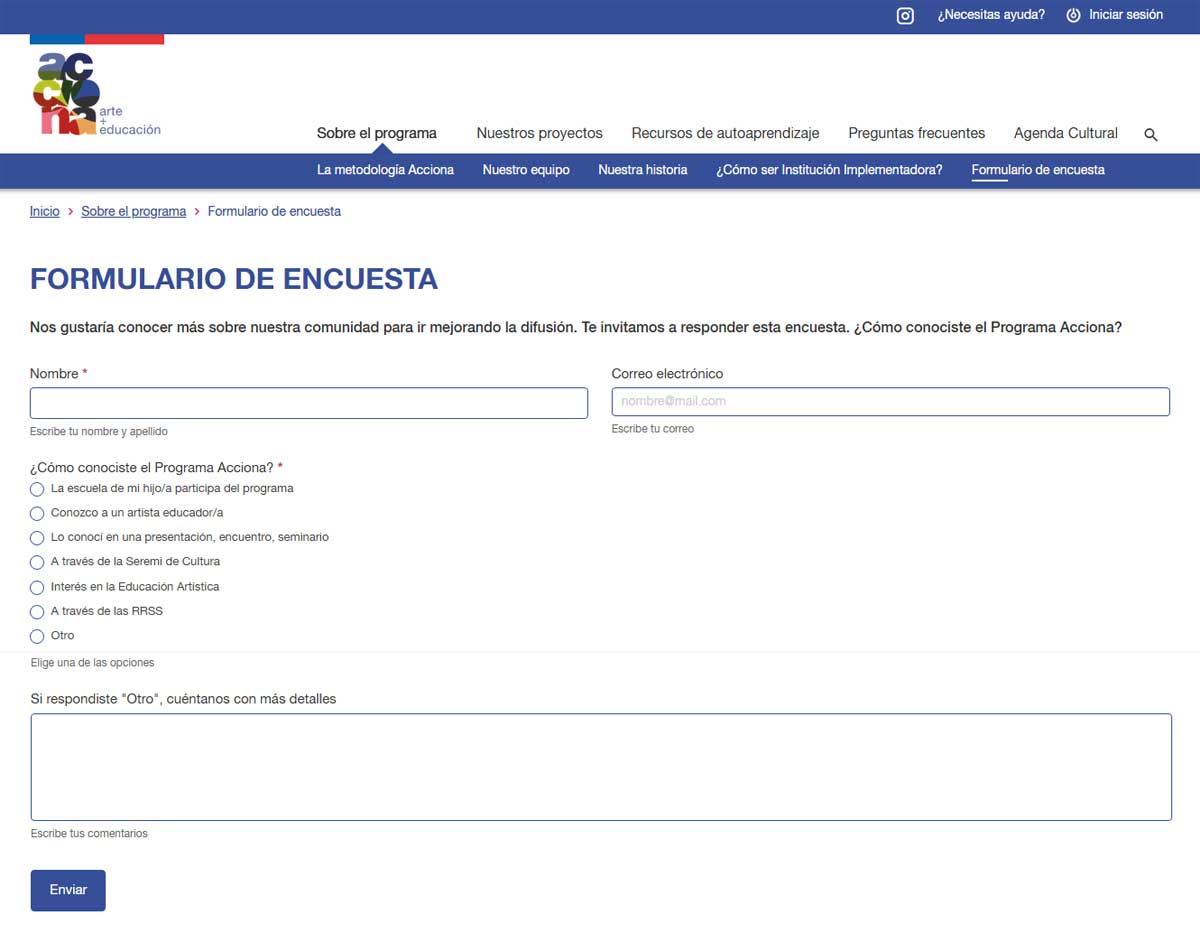 pagina con formulario de contacto