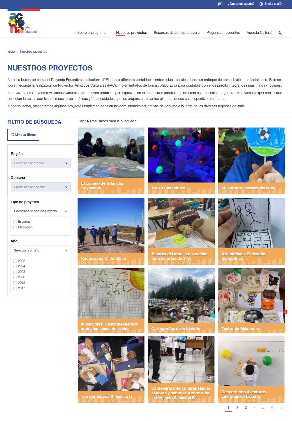 pagina web nuestros proyectos